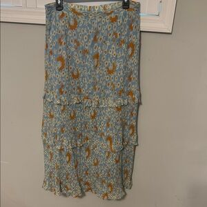 Multicolored Tiered Midi Skirt Casual